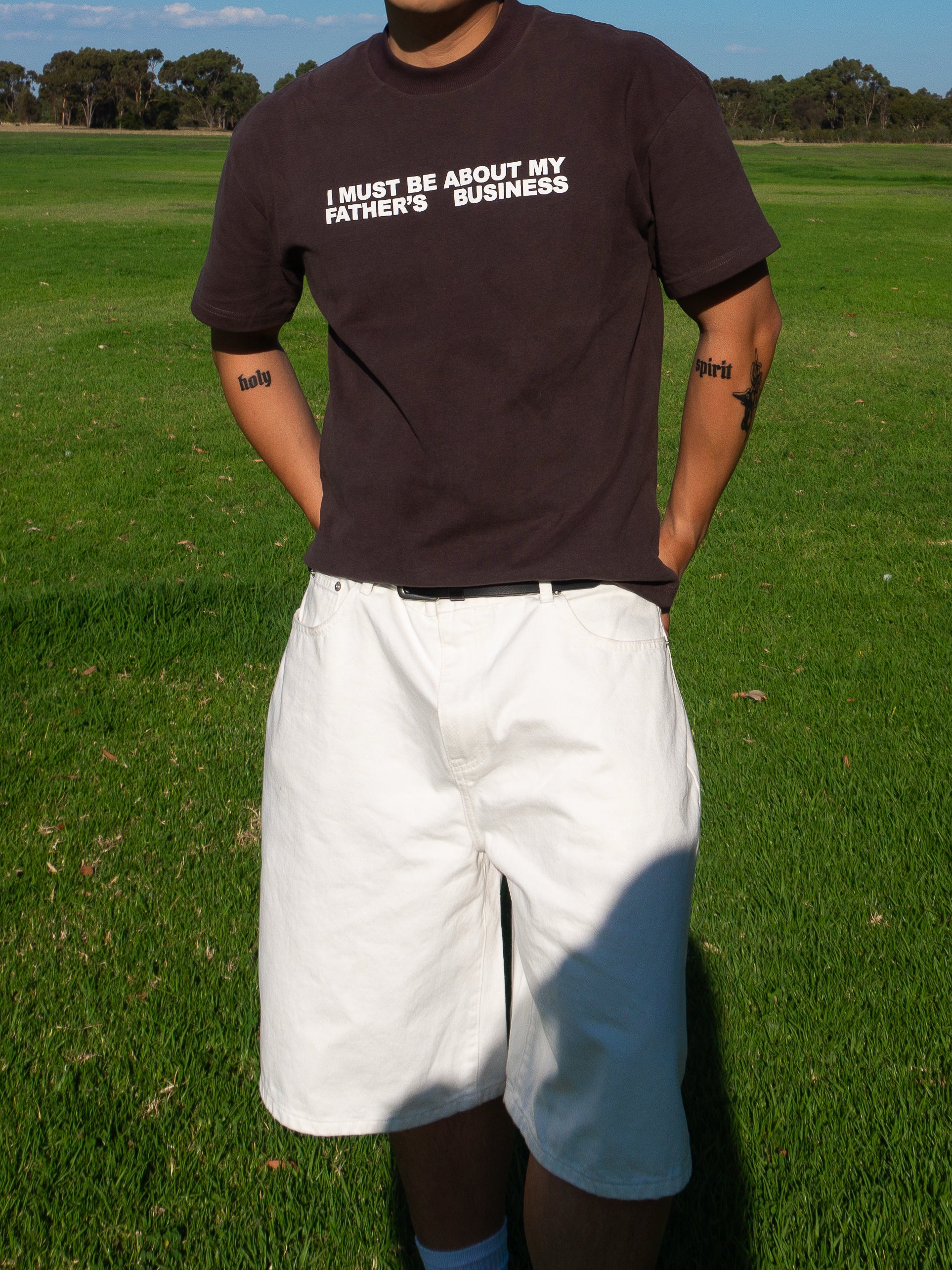 about my father's business tee - brown